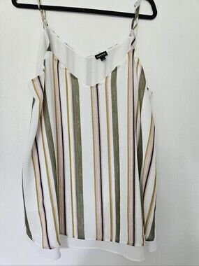 Torrid Georgette Striped V-Neck Cami Tank Top Plus Size 1 / 1X